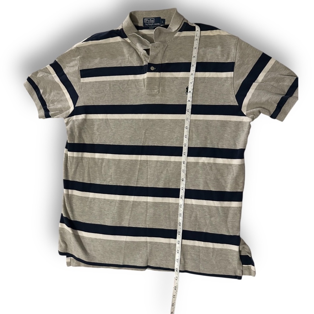 Polo by Ralph Lauren Gray w Navy and White Stripes